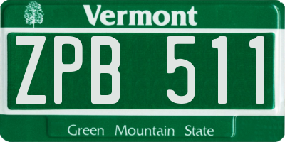 VT license plate ZPB511