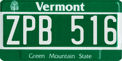 VT license plate ZPB516