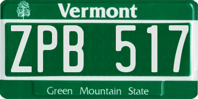 VT license plate ZPB517