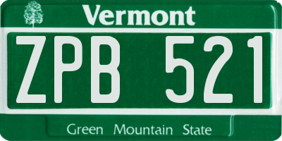 VT license plate ZPB521