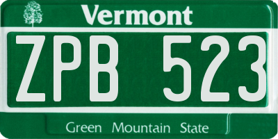 VT license plate ZPB523