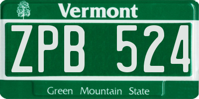 VT license plate ZPB524