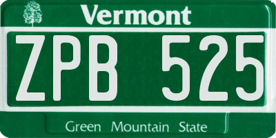 VT license plate ZPB525