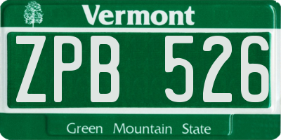 VT license plate ZPB526
