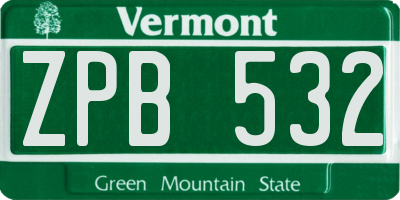 VT license plate ZPB532