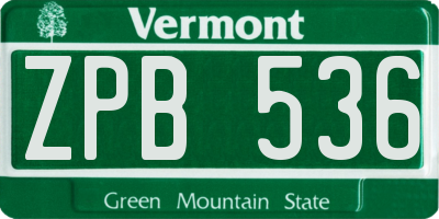 VT license plate ZPB536