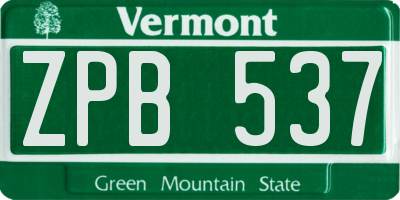 VT license plate ZPB537