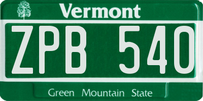 VT license plate ZPB540