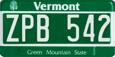 VT license plate ZPB542