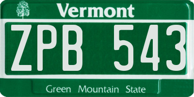 VT license plate ZPB543