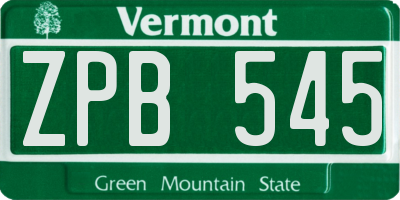VT license plate ZPB545