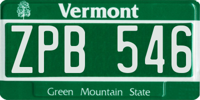 VT license plate ZPB546