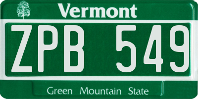 VT license plate ZPB549