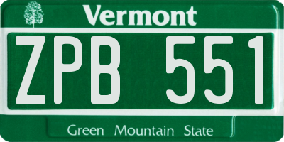 VT license plate ZPB551