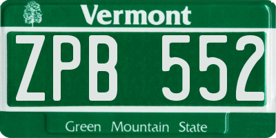 VT license plate ZPB552