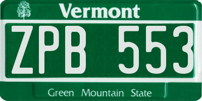 VT license plate ZPB553
