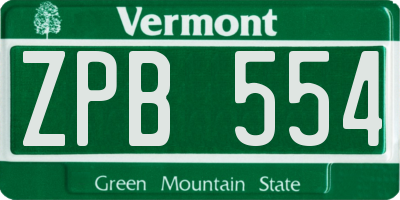 VT license plate ZPB554