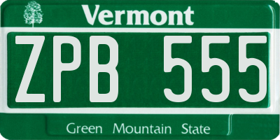 VT license plate ZPB555
