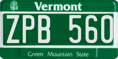 VT license plate ZPB560