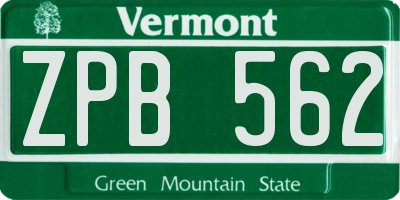 VT license plate ZPB562