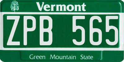 VT license plate ZPB565