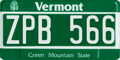 VT license plate ZPB566