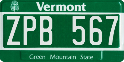VT license plate ZPB567