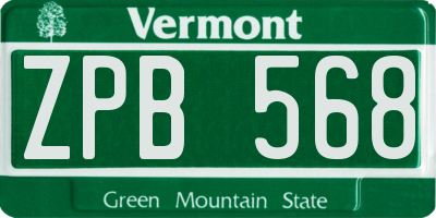 VT license plate ZPB568