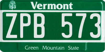 VT license plate ZPB573