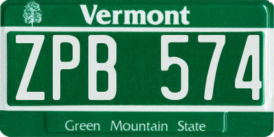 VT license plate ZPB574