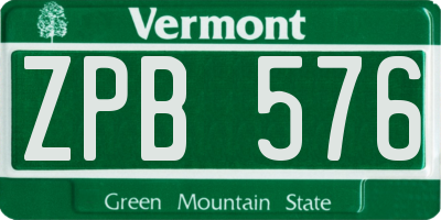 VT license plate ZPB576