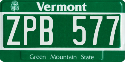 VT license plate ZPB577