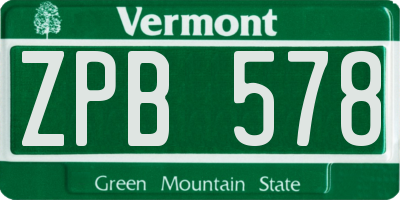 VT license plate ZPB578