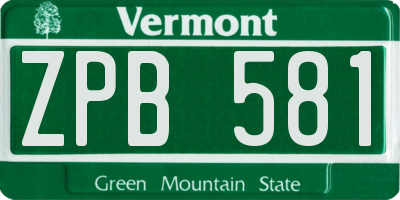 VT license plate ZPB581