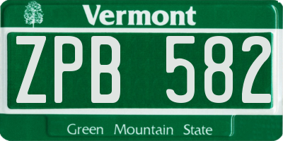 VT license plate ZPB582