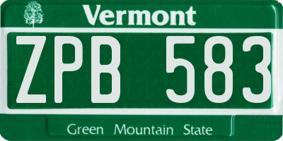 VT license plate ZPB583