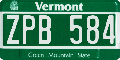 VT license plate ZPB584