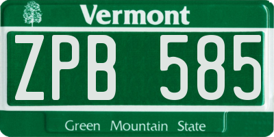 VT license plate ZPB585