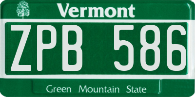 VT license plate ZPB586