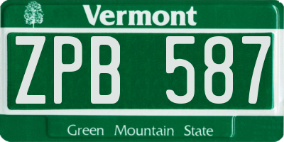 VT license plate ZPB587