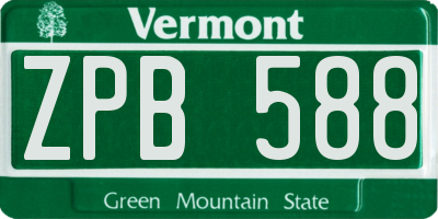 VT license plate ZPB588