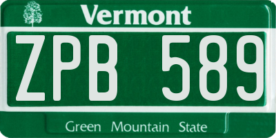 VT license plate ZPB589