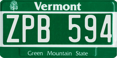 VT license plate ZPB594