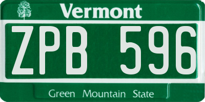 VT license plate ZPB596