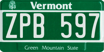 VT license plate ZPB597