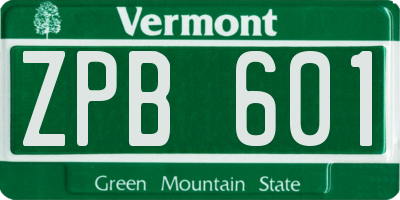 VT license plate ZPB601