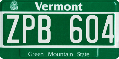 VT license plate ZPB604