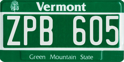 VT license plate ZPB605