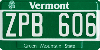 VT license plate ZPB606