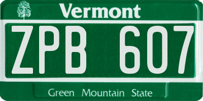 VT license plate ZPB607